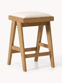 Tabouret de bar rembourré Sissi, Tissu blanc crème, chêne clair, larg. 46 x haut. 69 cm