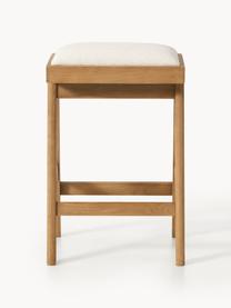 Tabouret de bar rembourré Sissi, Tissu blanc crème, chêne clair, larg. 46 x haut. 69 cm