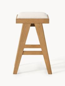 Tabouret de bar rembourré Sissi, Tissu blanc crème, chêne clair, larg. 46 x haut. 69 cm