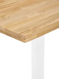 Mesa de comedor Oliver, tablero de madera maciza, Tablero: madera de roble silvestre, Patas: metal con pintura en polv, Roble, blanco, An 180 x F 90 cm