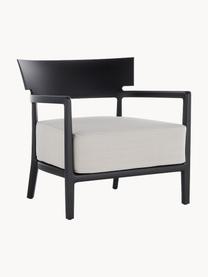 Fauteuil de jardin Cara, Tissu blanc cassé, noir, larg. 68 x prof. 67 cm