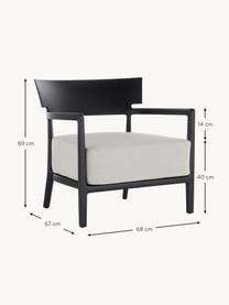 Poltrona da giardino Cara, Rivestimento: tessuto Il rivestimento r, Struttura: policarbonato laccato, Tessuto bianco latte, nero, Larg. 68 x Prof. 67 cm