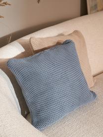Dzianinowa poszewka na poduszkę z bawełny organicznej Adalyn, 100% bawełna organiczna, certyfikat GOTS, Niebieski, S 40 x D 40 cm