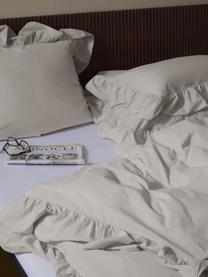Gewaschener Baumwollperkal-Bettdeckenbezug Louane mit Rüschen, Webart: Perkal Fadendichte 200 TC, Hellbeige, B 200 x L 200 cm