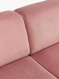 Grand canapé d'angle 4 places en velours côtelé Melva, Velours côtelé rose, larg. 339 x prof. 220 cm, dossier à droite