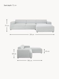 Sofá rinconera Melva (4 plazas), Tapizado: 100% poliéster Alta resis, Estructura: madera de pino maciza, ce, Patas: plástico, Tejido gris claro, An 319 x F 196 cm, chaise longue derecha