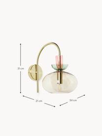 Wandleuchte Nyra aus farbigem Glas, Lampenschirm: Glas, Bunt, Transparent, B 34 x H 31 cm