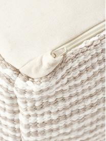 Gestreiftes Baumwoll-Bodenkissen Carmelo, Bezug: 100 % Baumwolle, Beige, Weiß, B 60 x H 20 cm