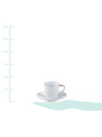 Tazas con platitos Lux, 3 uds., Porcelana, Blanco, platino, Ø 12 x Al 6 cm