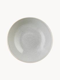 Platos hondos artesanales Manor, 4 uds., Gres, Gris claro con borde beige, Ø 20 x Al 6 cm