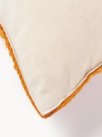 Housse de coussin en laine Loca, Orange, blanc crème, larg. 50 x long. 50 cm