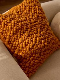 Housse de coussin en laine Loca, Orange, blanc crème, larg. 50 x long. 50 cm