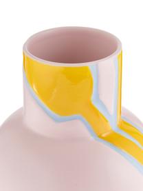 Vaso di design fatto a mano Fiora, Porcellana, Rosa, giallo, azzurro, Larg. 19 x Alt. 25 cm