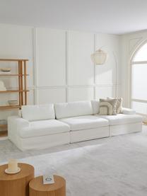 Modulares Sofa Russell (4-Sitzer) mit abnehmbaren Bezügen, Bezug: 100% Baumwolle Der strapa, Gestell: Massives Kiefernholz, Spe, Füße: Kunststoff Dieses Produkt, Webstoff Off White, B 309 x T 103 cm