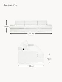 Modulares Sofa Russell (4-Sitzer) mit abnehmbaren Bezügen, Bezug: 100% Baumwolle Der strapa, Gestell: Massives Kiefernholz, Spe, Füße: Kunststoff Dieses Produkt, Webstoff Off White, B 309 x T 103 cm