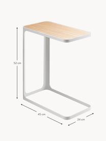 Tavolino con piano in legno Frame, Struttura: acciaio verniciato a polv, Bianco, legno chiaro, Larg. 45 x Alt. 52 cm