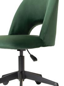 Samt-Schreibtischstuhl Rachel, höhenverstellbar, Bezug: Samt (Hochwertiger Polyes, Beine: Metall, pulverbeschichtet, Samt Dunkelgrün, B 65 x T 66 cm
