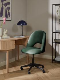 Chaise de bureau en velours Rachel, hauteur ajustable, Velours vert, larg. 65 x prof. 66 cm