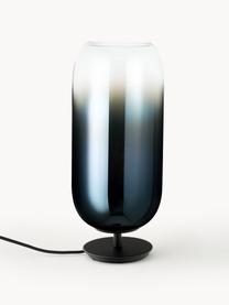 Ručně foukaná stolní lampa Gople, v různých velikostech, Tmavě modrá, stříbrná, Š 21 cm, V 49 cm