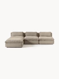 Narożna sofa modułowa z pufem Felix, Tapicerka: 100% poliester Dzięki tka, Nogi: tworzywo sztuczne Ten pro, Greige tkanina, B 300 x T 210 cm