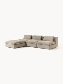 Narożna sofa modułowa z pufem Felix, Tapicerka: 100% poliester Dzięki tka, Nogi: tworzywo sztuczne Ten pro, Greige tkanina, B 300 x T 210 cm