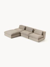 Narożna sofa modułowa z pufem Felix, Tapicerka: 100% poliester Dzięki tka, Nogi: tworzywo sztuczne Ten pro, Greige tkanina, B 300 x T 210 cm