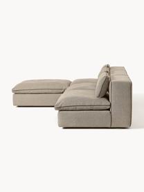 Modulares Ecksofa Felix mit Hocker, Bezug: 100 % Polyester Der strap, Gestell: Massives Kiefern- und Fic, Füße: Kunststoff Dieses Produkt, Webstoff Greige, B 300 x T 210 cm