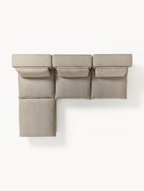 Modulares Ecksofa Felix mit Hocker, Bezug: 100 % Polyester Der strap, Gestell: Massives Kiefern- und Fic, Füße: Kunststoff Dieses Produkt, Webstoff Greige, B 300 x T 210 cm