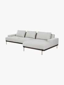 Sofa narożna z metalowymi nogami Brooks, Tapicerka: poliester Tapicerka nie j, Stelaż: lite drewno sosnowe, Nogi: metal malowany proszkowo, Jasnobeżowa tkanina, S 315 x G 148 cm, lewostronna