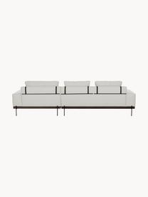 Sofa narożna z metalowymi nogami Brooks, Tapicerka: poliester Tapicerka nie j, Stelaż: lite drewno sosnowe, Nogi: metal malowany proszkowo, Jasnobeżowa tkanina, S 315 x G 148 cm, lewostronna