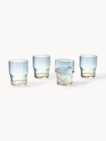 Vasos soplados artesanalmente con relieve Juno, 4 uds., Vidrio sódico-cálcico, Transparente, Ø 9 x Al 11 cm, 400 ml