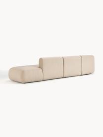 Chaise longue componibile XL Sofia, Rivestimento: teddy (100% polipropilene, Struttura: abete rosso, truciolare, , Piedini: plastica Questo prodotto , Tessuto beige chiaro, Larg. 340 x Prof. 103 cm, schienale a sinistra