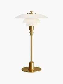 Malá stolní lampa PH 2/1, ručně foukaná, Zlatá, bílá, Ø 20 cm, V 36 cm