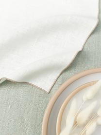 Stoffservietten Audra aus Leinen mit Fischgrätmuster, 6 Stück, 100 % Leinen, Weiss, Beige, B 46 x L 46 cm