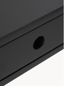 Schreibtisch Tova aus Massivholz mit Schublade, Mangoholz, massiv, lackiert

Dieses Produkt wird aus nachhaltig gewonnenem, FSC®-zertifiziertem Holz gefertigt., Mangoholz, schwarz lackiert, B 117 x T 60 cm