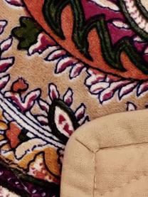 Gemustertes Samt-Plaid Paisley mit gesteppter Rückseite, 100% Baumwolle, Beige, Mehrfarbig, 130 x 170 cm