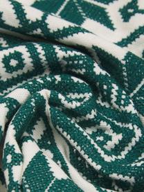 Funda de cojín bordada Shetland, 100% algodón, Verde, blanco crema, An 30 x L 50 cm