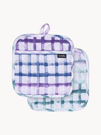 Presine a quadri Trinny 2 pz, 100% cotone, Bianco, viola, blu, Larg. 21 x Lung. 21 cm