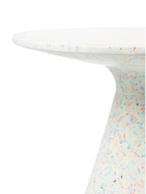Tavolino rotondo da giardino con plastica riciclata Victoria, Lastrico, plastica riciclata, poliresina, Bianco, multicolore, Ø 50 x Alt. 29 cm