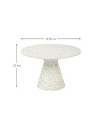 Table basse de jardin ronde plastique recyclé Victoria, Terrazzo, plastique recyclé, polyrésine, Blanc, multicolore, Ø 50 x haut. 29 cm