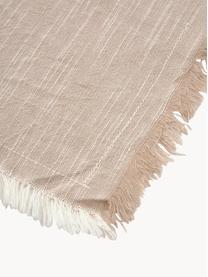 Serviettes de table en coton à franges Ivory, 4 pièces, 100 % coton, Beige, larg. 40 x long. 40 cm