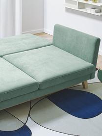 Sofá cama Triplo (3 plazas), con espacio de almacenamiento, Tapizado: 100% poliéster con tacto , Patas: metal pintado, Estructura: madera maciza, aglomerado, Tejido verde menta, An 216 x F 105 cm