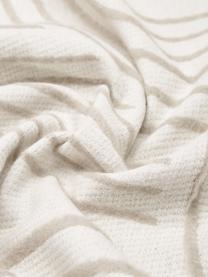 Plaid blanc beige réversible en coton Deco, 85 % coton, 15 % polyacrylique, Couleur crème, beige, larg. 130 x long. 200 cm