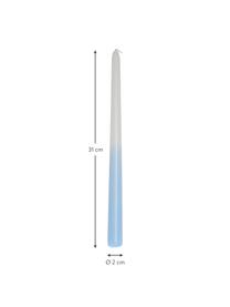 Velas cónicas Dubli, 4 uds., Cera, Azul, blanco, Ø 2 x Al 31 cm