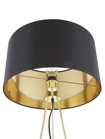 Stehlampe Jessica in Schwarz-Gold, Lampenschirm: Textil, Lampenfuß: Metall, verkupfert, Schwarz, Kupferfarben, Ø 45 x H 155 cm