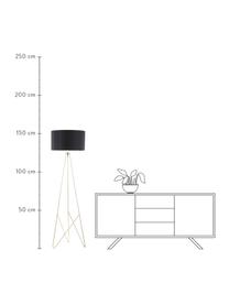 Stehlampe Jessica in Schwarz-Gold, Lampenschirm: Textil, Lampenfuß: Metall, verkupfert, Schwarz, Kupferfarben, Ø 45 x H 155 cm