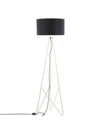 Lampada da terra color nero-oro Jessica, Paralume: tessuto, Struttura: metallo ramato, Nero, rame, Ø 45 x Alt. 155 cm