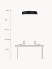 Große Deckenleuchte Herra, handgefertigt, Lampenschirm: Stoff, Diffusorscheibe: Glas, Schwarz, Weiß, Ø 80 x H 20 cm