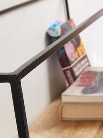 Wandplank Elisha van hout en metaal, Frame: gelakt metaal, Plank: massief mangohout, Zwart, bruin, 90 x 30 cm