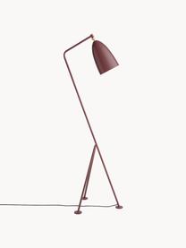 Kleine leeslamp Gräshoppa, verstelbaar, Lamp: gepoedercoat staal, Decoratie: messing, Wijnrood, mat, H 125 cm